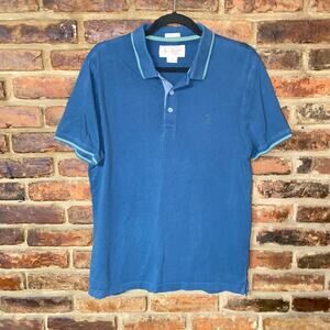 Original Penguin Teal Blue Heritage Slim Fit Short Sleeve Polo Shirt Size Medium